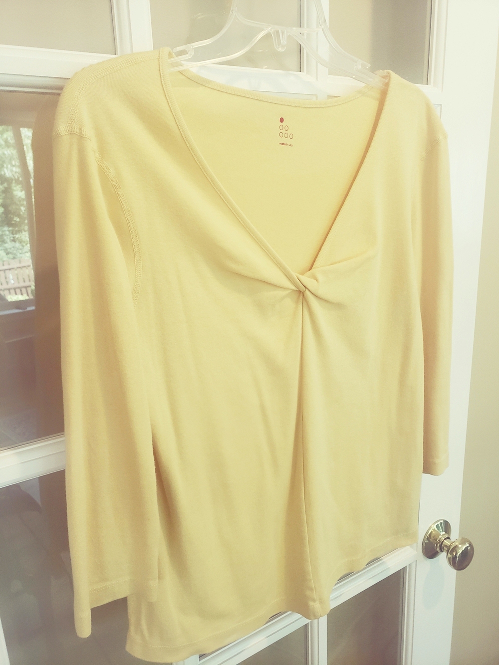 Three Dots Soft Lemon Twist-Front 3/4-Sleeve Tee Size: S
